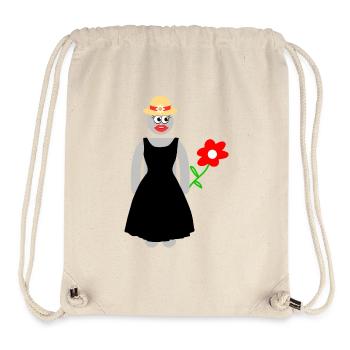 Femme tenant une rose dans la main - Sac à cordon recyclé Stanley/Stella - blanc naturel - Devant