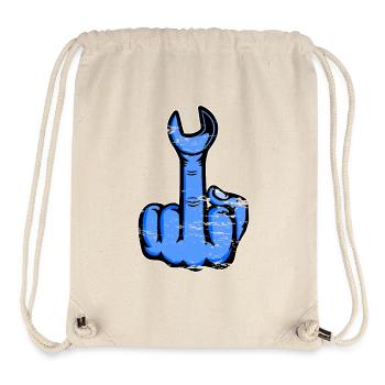 Mittelfinger Stinkefinger Schraubschlüssel Design - Stanley/Stella recycelter Gym Bag - Naturweiß - Vorne