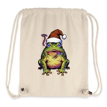 Grenouille au chapeau de Père Noël Pop Art - Sac à cordon recyclé Stanley/Stella - blanc naturel - Devant