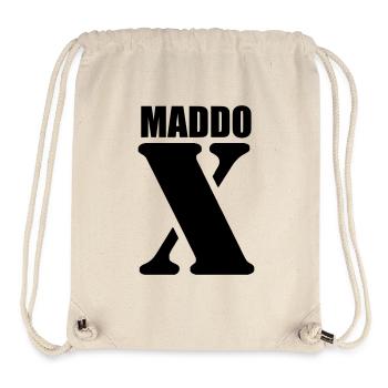 Maddox – Conception du prénom | Typographie minimale - Sac à cordon recyclé Stanley/Stella - blanc naturel - Devant