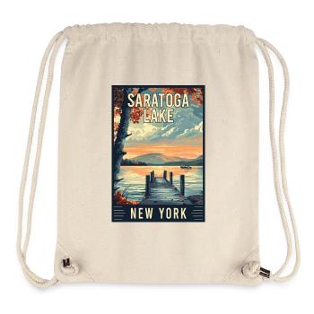 Erleben Sie den Saratoga Lake im Bundesstaat New York - Stanley/Stella recycelter Gym Bag - Naturweiß - Vorne