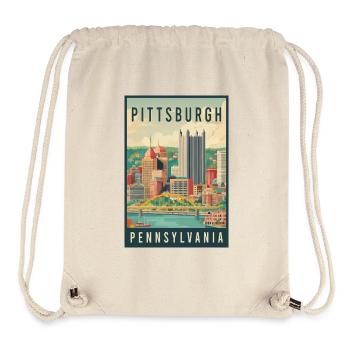 Explorez la silhouette de Pittsburgh en Pennsylvanie - Sac à cordon recyclé Stanley/Stella - blanc naturel - Devant