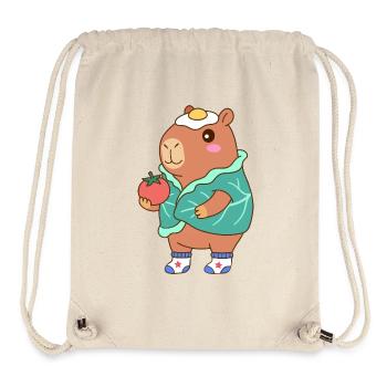 Wrap laitue capybara drôle – cadeau gastronomique mignon - Sac à cordon recyclé Stanley/Stella - blanc naturel - Devant