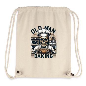 Old Man Baking Skull with Baker's Hat Baking Bread - Stanley/Stella Recycled Gym Bag - natural - Front