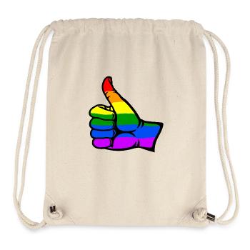 drapeau de couleur arc-en-ciel main tout icône claire - Sac à cordon recyclé Stanley/Stella - blanc naturel - Devant