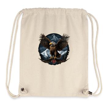 Bald Eagle Design with Mountains - Stanley/Stella Recycled Gym Bag - natural - Front