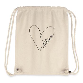 Antonia Name Heart Line - Stanley/Stella Recycled Gym Bag - natural - Front