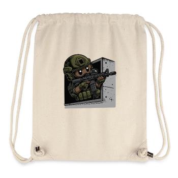 kleiner süsser Soldat der aus einer Lucke zielt - Stanley/Stella recycelter Gym Bag - Naturweiß - Vorne