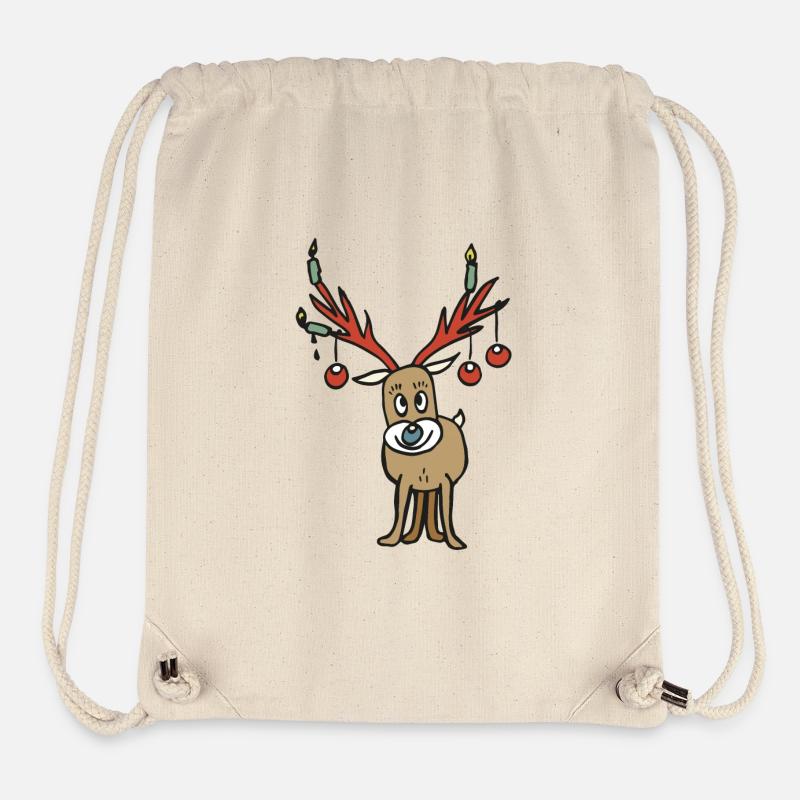 Renne de Noël - Sac à cordon recyclé Stanley/Stella - blanc naturel