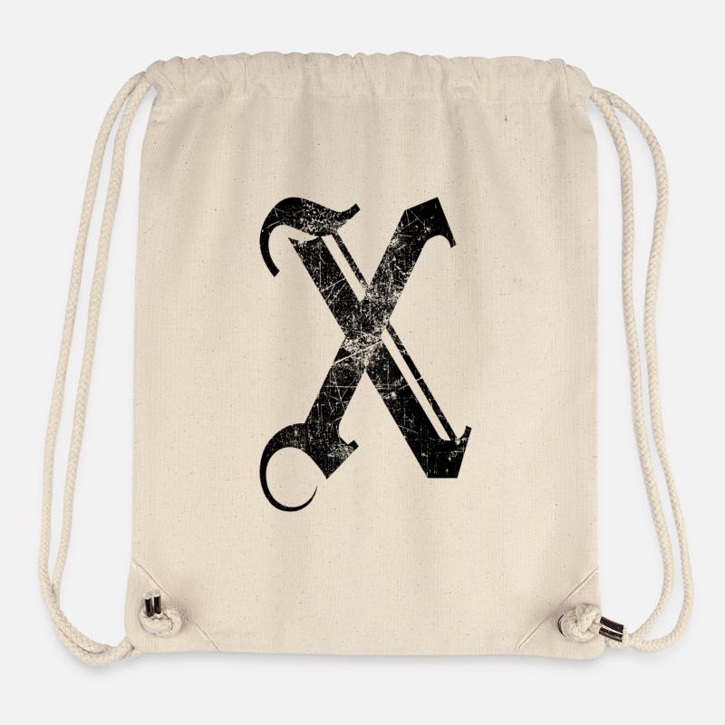 X GOTHIC Schriftzug Alphabet Initialen - Stanley/Stella recycelter Gym Bag - Naturweiß