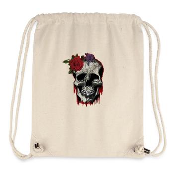 Rissiger Schädel mit einer roten Rose auf der Stirn - Stanley/Stella recycelter Gym Bag - Naturweiß - Vorne