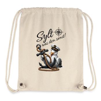Sylt quoi d’autre ! mouette drôle avec ancre - Sac à cordon recyclé Stanley/Stella - blanc naturel - Devant