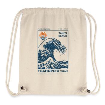 Vague Teahupo'o Tahiti Bleu - Sac à cordon recyclé Stanley/Stella - blanc naturel - Devant