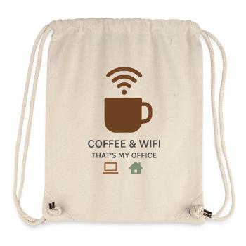 WLAN-Café "Hier ist mein Büro" Homeoffice - Stanley/Stella recycelter Gym Bag - Naturweiß - Vorne