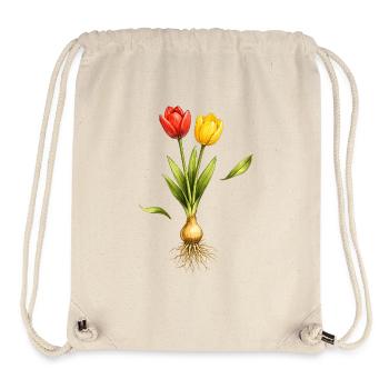 Zwei Tulpen mit sichtbarer Zwiebel und Wurzeln - Stanley/Stella recycelter Gym Bag - Naturweiß - Vorne