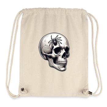 Bleicher Skull mit großer Spinne auf dem Schädel - Stanley/Stella recycelter Gym Bag - Naturweiß - Vorne