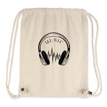 Design simpliste et moderne. Casque audio. Musique - Sac à cordon recyclé Stanley/Stella - blanc naturel - Devant