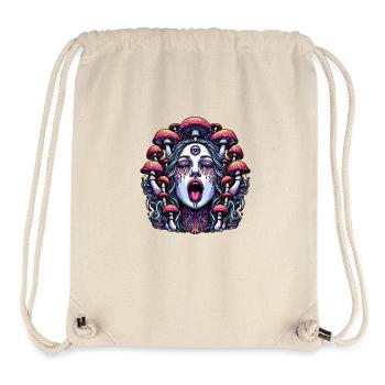 Trippy Frauengesicht mit Magic Mushrooms - Stanley/Stella recycelter Gym Bag - Naturweiß - Vorne