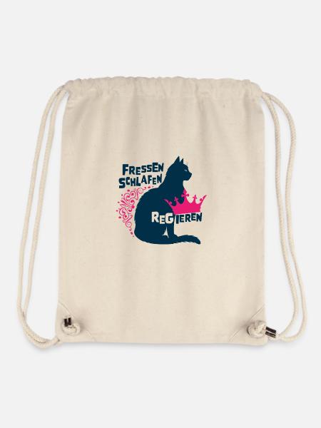 Royal Cat - Eating, Sleeping, Reigning - Stanley/Stella Recycled Gym Bag - natural
