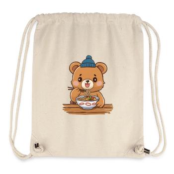 Ours Kawaii mangeant des ramen - Sac à cordon recyclé Stanley/Stella - blanc naturel - Devant