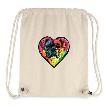 Boxer Hund Herz Liebe - Stanley/Stella recycelter Gym Bag - Naturweiß - Vorne