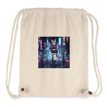 Neon City Cat Girl - Sac à cordon recyclé Stanley/Stella - blanc naturel - Devant