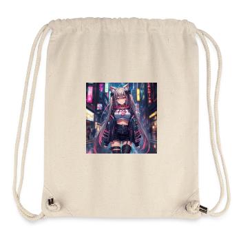 Cyberpunk Streetwear Chat néon - Sac à cordon recyclé Stanley/Stella - blanc naturel - Devant