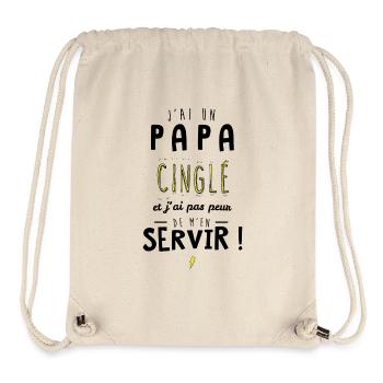 J'ai un papa cinglé et je peux m'en servir - Sac à cordon recyclé Stanley/Stella - blanc naturel - Devant