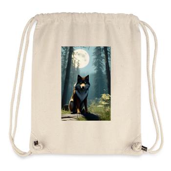 Le loup et la lune - Sac à cordon recyclé Stanley/Stella - blanc naturel - Devant
