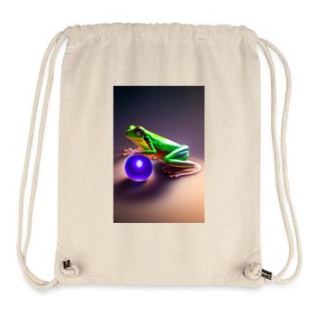 Colorful frog with ball - Stanley/Stella Recycled Gym Bag - natural - Front
