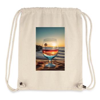 Verre de vin de plage - Sac à cordon recyclé Stanley/Stella - blanc naturel - Devant