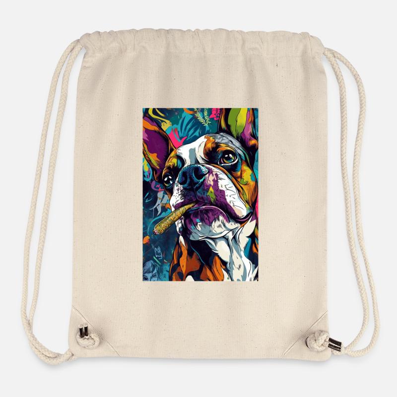 Knallbunte Bulldogge mit Zigarre - Stanley/Stella recycelter Gym Bag - Naturweiß
