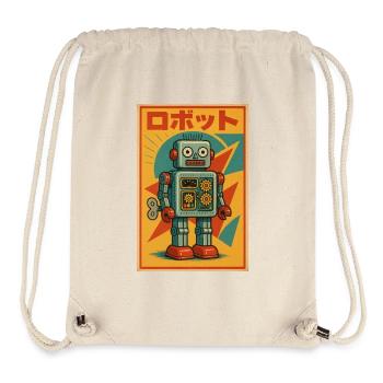 ROBOT Retro Blech Spielzeug Kunstdruck in japanischem Katakana - Stanley/Stella recycelter Gym Bag - Naturweiß - Vorne
