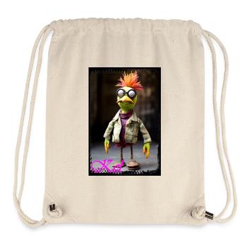 Marionnette oiseau avec lunettes et vêtements chics - Sac à cordon recyclé Stanley/Stella - blanc naturel - Devant