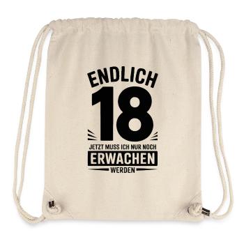 Endlich 18 – Lustiges Geburtstagsshirt zum Erwachs - Stanley/Stella recycelter Gym Bag - Naturweiß - Vorne