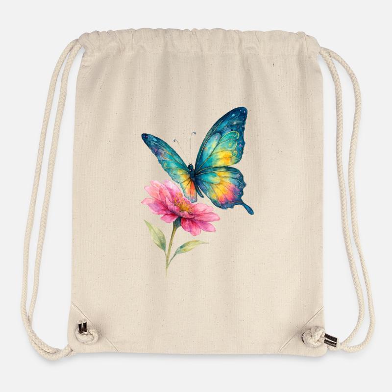 Bunter Schmetterling und Blüte - Stanley/Stella recycelter Gym Bag - Naturweiß