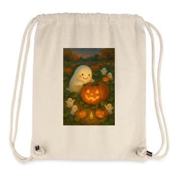 Gemütlicher Halloween Geist Schnitzen Kürbis - Stanley/Stella recycelter Gym Bag - Naturweiß - Vorne