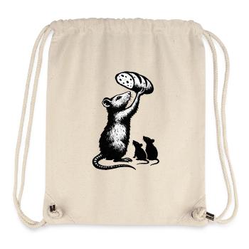 Rat lifting loaf of bread – graphic illustration - Stanley/Stella Recycled Gym Bag - natural - Front