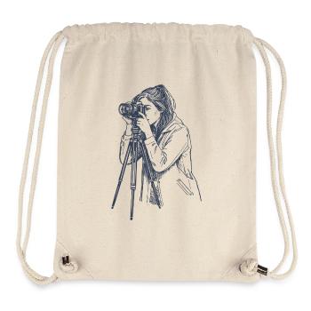 Female Photographer Line Art - Stanley/Stella Recycled Gym Bag - natural - Front