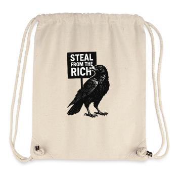 Rabe mit Plakat Steal from the Rich - Stanley/Stella recycelter Gym Bag - Naturweiß - Vorne