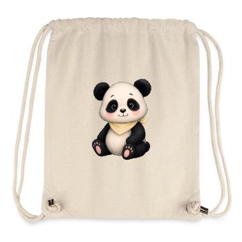 Kuschelpanda mit Halstuch - Stanley/Stella recycelter Gym Bag - Naturweiß - Vorne