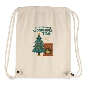 Cheminée de Noël - Sac à cordon recyclé Stanley/Stella - blanc naturel - Devant