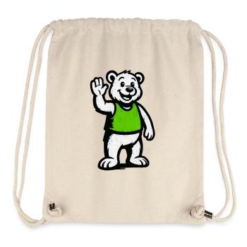 Mascot: Waving Bear in Green Shirt - Stanley/Stella Recycled Gym Bag - natural - Front