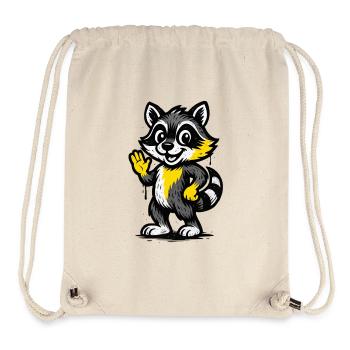 Heureux raton laveur agitant la main - Sac à cordon recyclé Stanley/Stella - blanc naturel - Devant