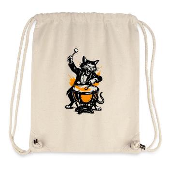 Cat Ribbon Drum Hero in Comic Style - Stanley/Stella Recycled Gym Bag - natural - Front