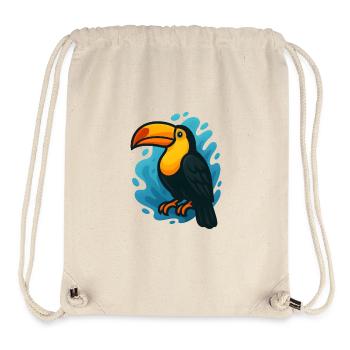 Toucan coloré en vagues bleues - Sac à cordon recyclé Stanley/Stella - blanc naturel - Devant