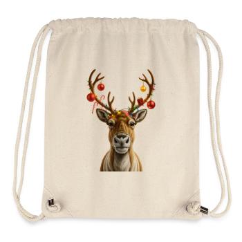 Weihnachs Rentier mit Schmuck - Stanley/Stella recycelter Gym Bag - Naturweiß - Vorne