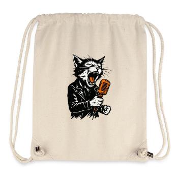 Katzenrocker mit Mikrofon - Stanley/Stella recycelter Gym Bag - Naturweiß - Vorne