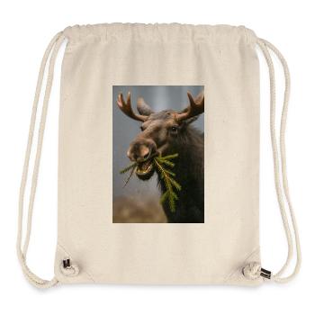Moose in snow with spruce twigs - Stanley/Stella Recycled Gym Bag - natural - Front