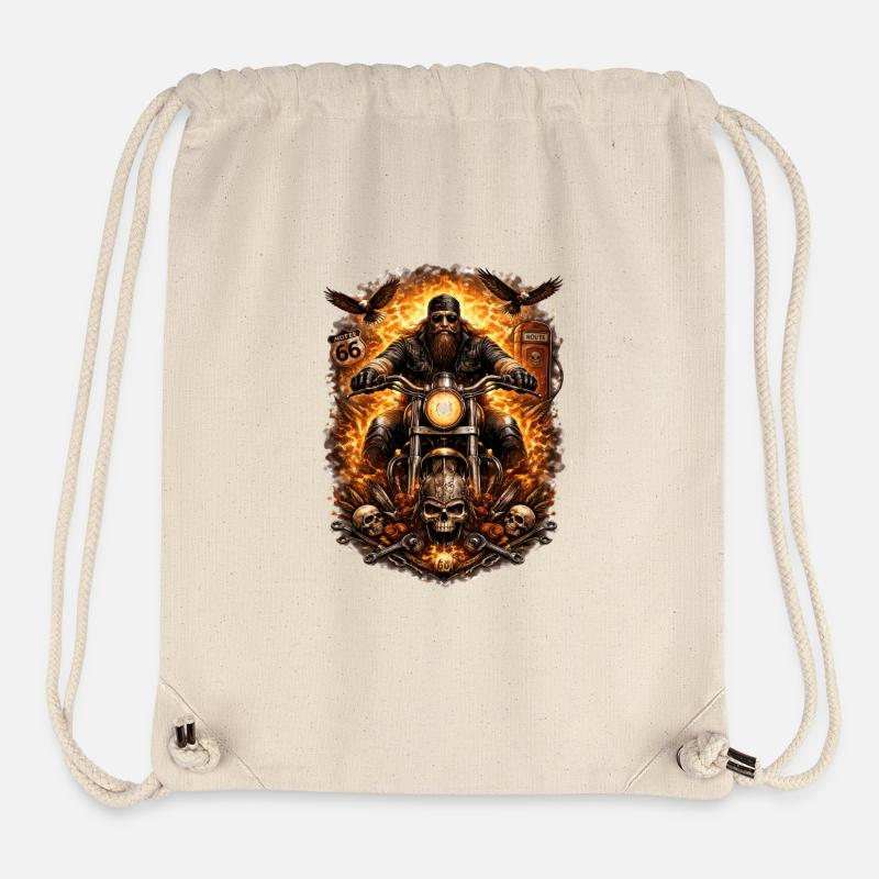 Flame Biker Skull - Stanley/Stella Recycled Gym Bag - natural